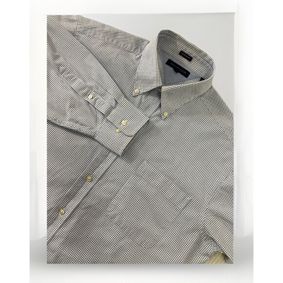 Tommy Hilfiger Men’s 16.5 34/35 Blue White Check Button Down Long Sleeve Preppy - Picture 1 of 9